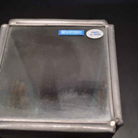 VTG International Silver Co Box Column Stained Glass Floral Flower Candle Holder - Picture 8 of 10